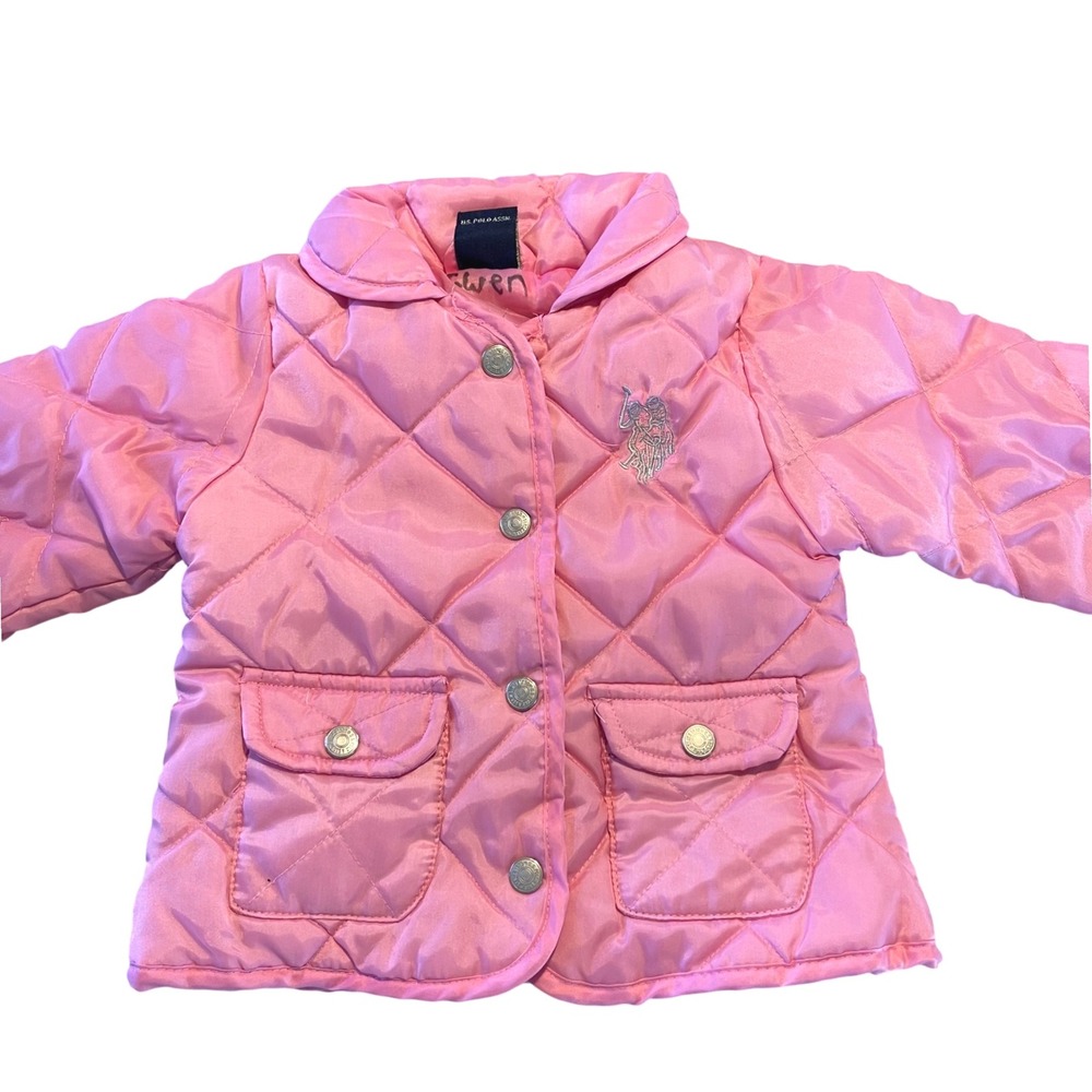 US Polo Assn. Pink Quilted‎ Puffer Jacket Baby Girl 12M